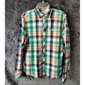 Diesel‎ Women's Long Sleeves White Button Down Plaid Shirt Size Large
